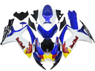 Weiß & Blau Rot Bull Custom 2006-2007 Suzuki GSXR 600-750 Motorrad Verkleidungen