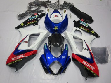 Weiß Rockstar 2007-2008 Suzuki GSXR 1000 Motorrad Verkleidungen