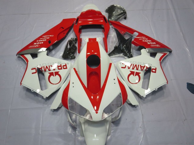 Weiß & Rot Pramac 2003-2004 Honda CBR600RR Motorrad Verkleidungen Weiß & Rot Pramac 2003-2004 Honda CBR600RR Motorrad Verkleidungen