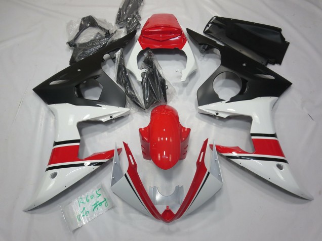 Weiß Rot & Schwarz 2005 Yamaha R6 Motorrad Verkleidungen Weiß Rot & Schwarz 2005 Yamaha R6 Motorrad Verkleidungen