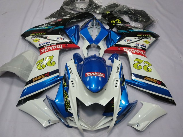 22 Weiß & Blau 2007-2008 Suzuki GSXR 1000 Motorrad Verkleidungen 22 Weiß & Blau 2007-2008 Suzuki GSXR 1000 Motorrad Verkleidungen