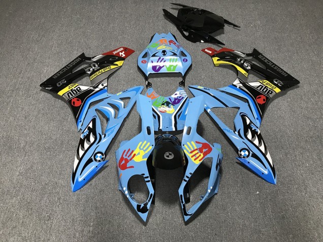 Alien Blau & Weiß 2009-2014 BMW S1000RR Motorrad Verkleidungen Alien Blau & Weiß 2009-2014 BMW S1000RR Motorrad Verkleidungen