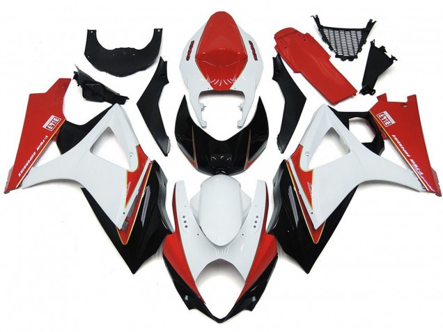 Benutzerdefiniert Rot & Weiß Mit Schwarz 2007-2008 Suzuki GSXR 1000 Motorrad Verkleidungen Benutzerdefiniert Rot & Weiß Mit Schwarz 2007-2008 Suzuki GSXR 1000 Motorrad Verkleidungen