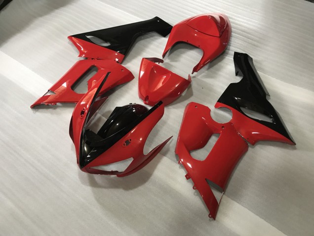 Benutzerdefiniert Rot & Schwarz 2005-2006 Kawasaki ZX6R Motorrad Verkleidungen Benutzerdefiniert Rot & Schwarz 2005-2006 Kawasaki ZX6R Motorrad Verkleidungen