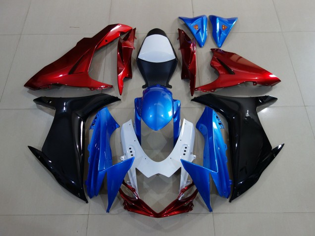 Benutzerdefiniert Rot Schwarz & Blau 2011-2024 Suzuki GSXR 600-750 Motorrad Verkleidungen Benutzerdefiniert Rot Schwarz & Blau 2011-2024 Suzuki GSXR 600-750 Motorrad Verkleidungen
