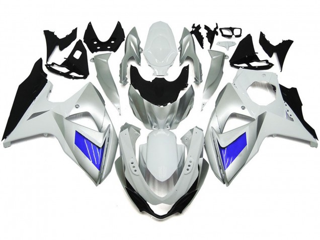 Benutzerdefiniert Silber & Weiß Mit Schwarz 2009-2016 Suzuki GSXR 1000 Motorrad Verkleidungen Benutzerdefiniert Silber & Weiß Mit Schwarz 2009-2016 Suzuki GSXR 1000 Motorrad Verkleidungen
