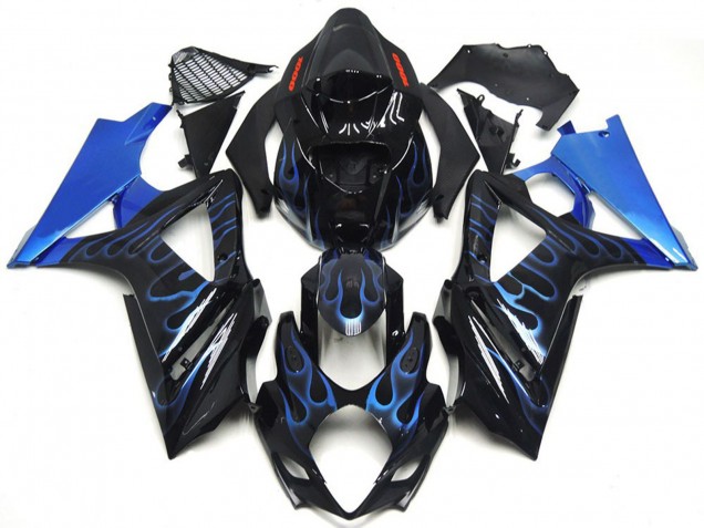 Benutzerdefiniertes Blau & Schwarz Flame 2007-2008 Suzuki GSXR 1000 Motorrad Verkleidungen Benutzerdefiniertes Blau & Schwarz Flame 2007-2008 Suzuki GSXR 1000 Motorrad Verkleidungen