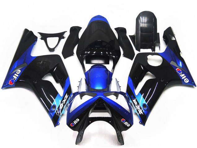 Blau & Schwarz Glänzend Elf 2003-2004 Kawasaki ZX6R Motorrad Verkleidungen Blau & Schwarz Glänzend Elf 2003-2004 Kawasaki ZX6R Motorrad Verkleidungen