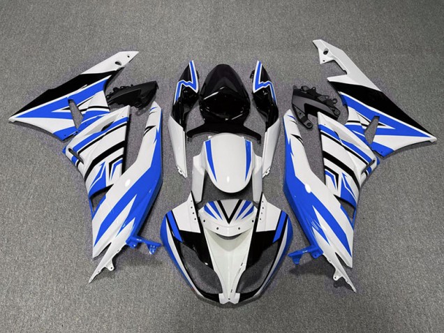 Blau-Weiß-Schwarz-Zack 2009-2012 Kawasaki ZX6R Motorrad Verkleidungen Blau-Weiß-Schwarz-Zack 2009-2012 Kawasaki ZX6R Motorrad Verkleidungen