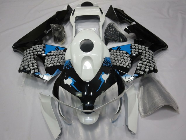 Blaue Weiße & Schwarze Spritzer 2003-2004 Honda CBR600RR Motorrad Verkleidungen Blaue Weiße & Schwarze Spritzer 2003-2004 Honda CBR600RR Motorrad Verkleidungen