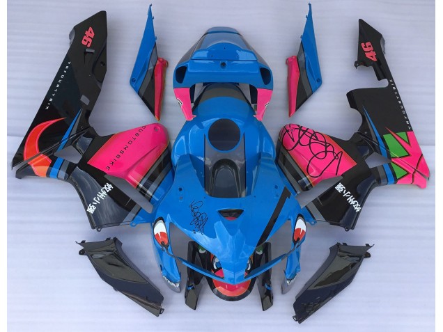 Blauer Hai & Rosa 2005-2006 Honda CBR600RR Motorrad Verkleidungen Blauer Hai & Rosa 2005-2006 Honda CBR600RR Motorrad Verkleidungen