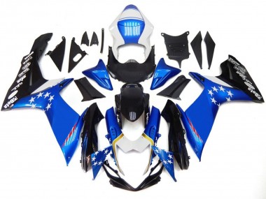 Blauer Stil Mit Roten Sternen 2011-2024 Suzuki GSXR 600-750 Motorrad Verkleidungen