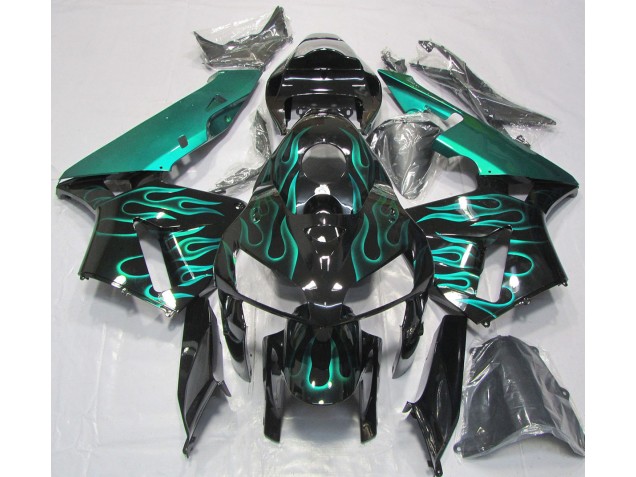 Blaugrün Glänzend Flamme 2005-2006 Honda CBR600RR Motorrad Verkleidungen Blaugrün Glänzend Flamme 2005-2006 Honda CBR600RR Motorrad Verkleidungen