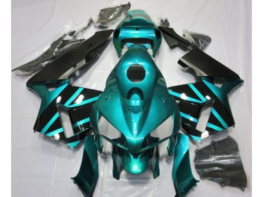 Blaugrünes & Glänzendes Schwarzes Design 2005-2006 Honda CBR600RR Motorrad Verkleidungen