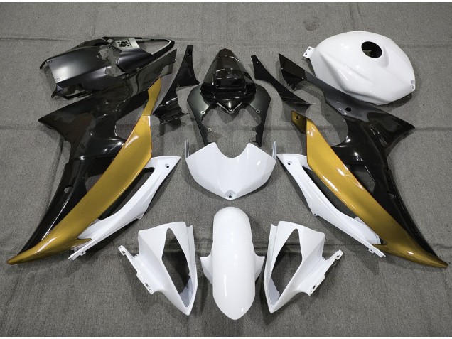 Custom Gold Schwarz & Weiß 2008-2016 Yamaha R6 Motorrad Verkleidungen Custom Gold Schwarz & Weiß 2008-2016 Yamaha R6 Motorrad Verkleidungen