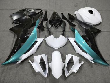 Custom Hellblau Schwarz & Weiß 2008-2016 Yamaha R6 Motorrad Verkleidungen