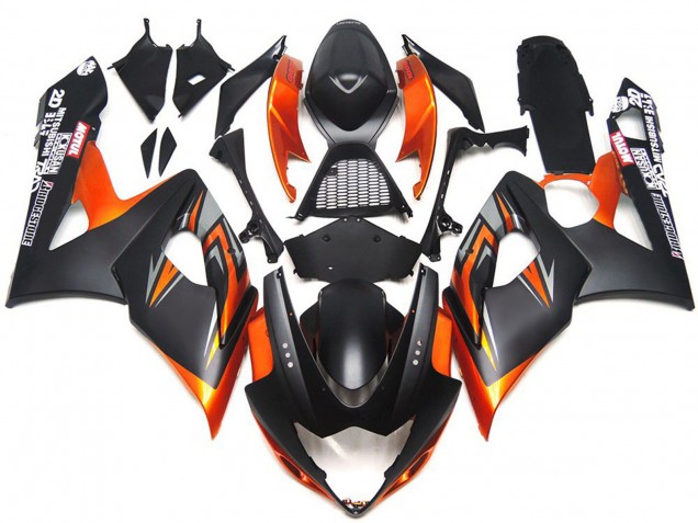 Custom Matt & Glanz Schwarz & Orange 2005-2006 Suzuki GSXR 1000 Motorrad Verkleidungen Custom Matt & Glanz Schwarz & Orange 2005-2006 Suzuki GSXR 1000 Motorrad Verkleidungen