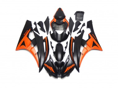 Custom Matt Schwarz & Orange 2006-2007 Yamaha R6 Motorrad Verkleidungen