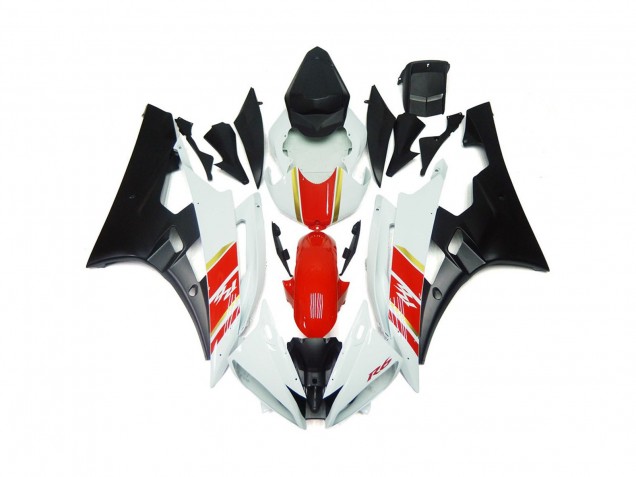 Custom Matt Schwarz & Rot Mit Weiß 2006-2007 Yamaha R6 Motorrad Verkleidungen Custom Matt Schwarz & Rot Mit Weiß 2006-2007 Yamaha R6 Motorrad Verkleidungen