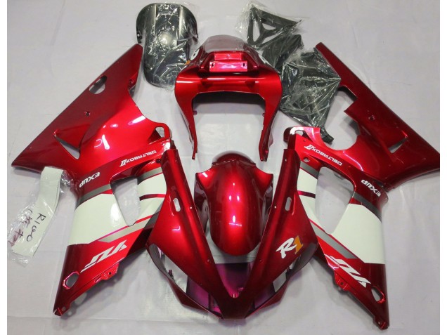 Feuerrot & Weiß 2000-2001 Yamaha R1 Motorrad Verkleidungen Feuerrot & Weiß 2000-2001 Yamaha R1 Motorrad Verkleidungen