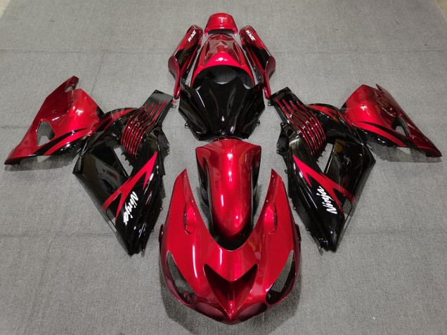 Feuerrot & Schwarz 2006-2011 Kawasaki ZX14R Motorrad Verkleidungen Feuerrot & Schwarz 2006-2011 Kawasaki ZX14R Motorrad Verkleidungen
