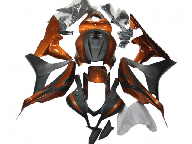 Gebranntes Orange & Matt Schwarz 2007-2008 Honda CBR600RR Motorrad Verkleidungen Gebranntes Orange & Matt Schwarz 2007-2008 Honda CBR600RR Motorrad Verkleidungen