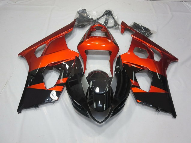 Gebranntes Orange & Schwarz 2003-2004 Suzuki GSXR 1000 Motorrad Verkleidungen Gebranntes Orange & Schwarz 2003-2004 Suzuki GSXR 1000 Motorrad Verkleidungen