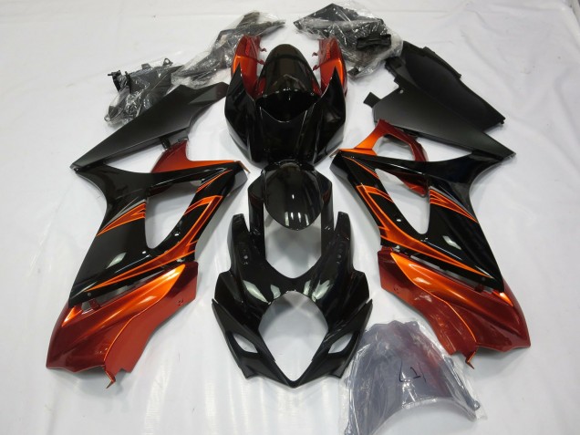 Gebranntes Orange & Schwarz 2007-2008 Suzuki GSXR 1000 Motorrad Verkleidungen Gebranntes Orange & Schwarz 2007-2008 Suzuki GSXR 1000 Motorrad Verkleidungen