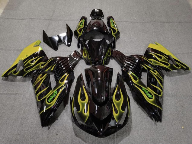 Gelb Flamme 2006-2011 Kawasaki ZX14R Motorrad Verkleidungen Gelb Flamme 2006-2011 Kawasaki ZX14R Motorrad Verkleidungen
