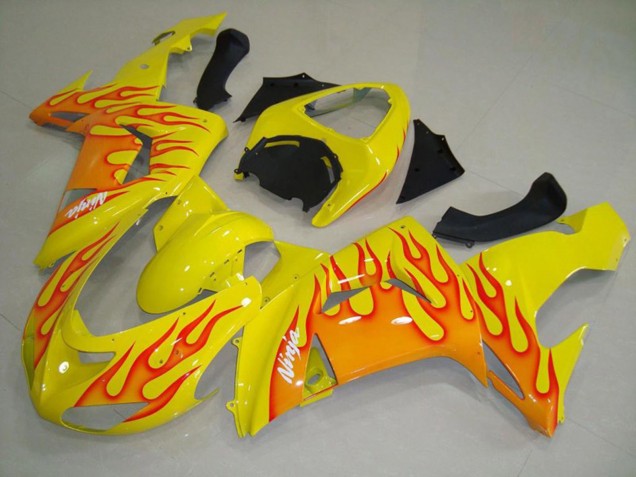 Gelb Orange Flamme 2006-2007 Kawasaki ZX10R Motorrad Verkleidungen Gelb Orange Flamme 2006-2007 Kawasaki ZX10R Motorrad Verkleidungen