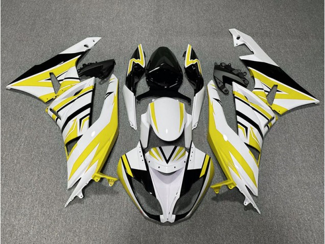 Gelb-Weiß-Schwarz-Zack 2009-2012 Kawasaki ZX6R Motorrad Verkleidungen Gelb-Weiß-Schwarz-Zack 2009-2012 Kawasaki ZX6R Motorrad Verkleidungen