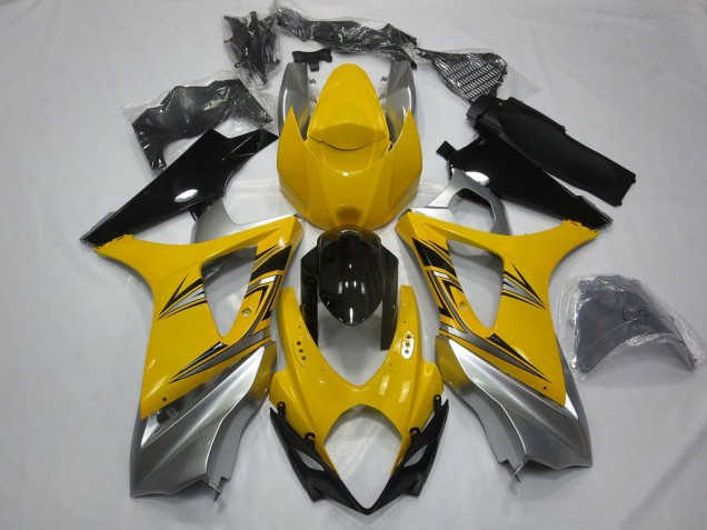 Gelb Silber 2007-2008 Suzuki GSXR 1000 Motorrad Verkleidungen Gelb Silber 2007-2008 Suzuki GSXR 1000 Motorrad Verkleidungen