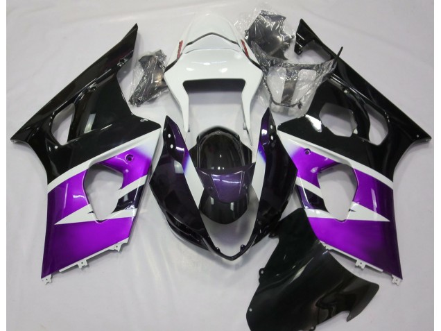Glanz Lila & Weiß 2003-2004 Suzuki GSXR 1000 Motorrad Verkleidungen Glanz Lila & Weiß 2003-2004 Suzuki GSXR 1000 Motorrad Verkleidungen