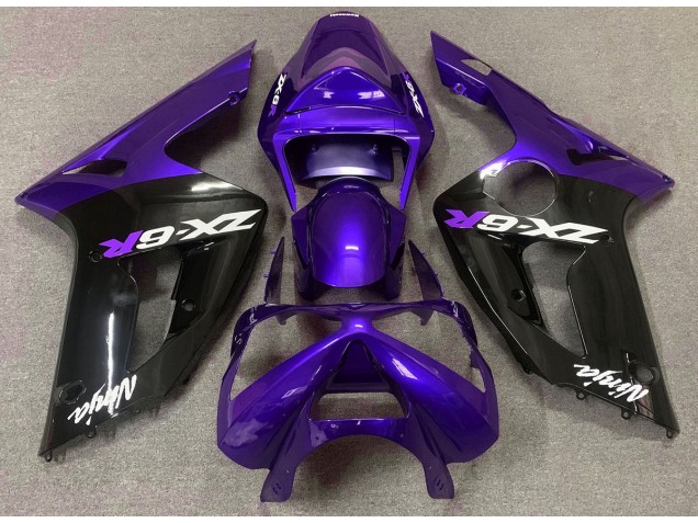 Glanz Lila & Schwarz 2003-2004 Kawasaki ZX6R Motorrad Verkleidungen Glanz Lila & Schwarz 2003-2004 Kawasaki ZX6R Motorrad Verkleidungen