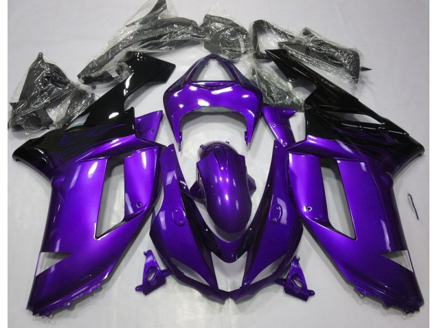 Glanz Lila & Schwarz 2007-2008 Kawasaki ZX6R Motorrad Verkleidungen Glanz Lila & Schwarz 2007-2008 Kawasaki ZX6R Motorrad Verkleidungen