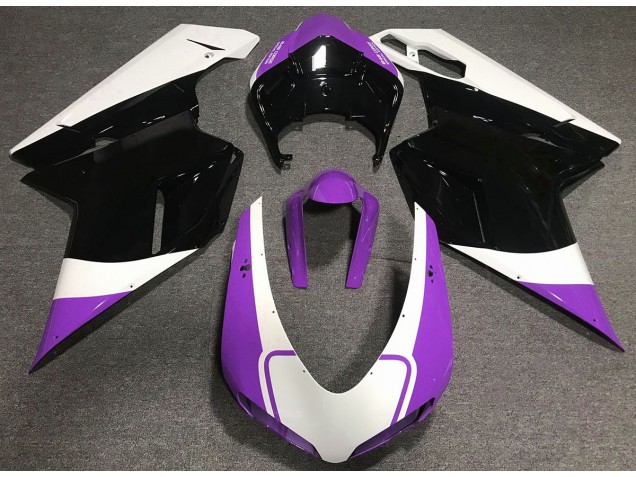 Glanz Lila Weiß & Schwarz 2007-2014 Ducati 848 1098 1198 Motorrad Verkleidungen Glanz Lila Weiß & Schwarz 2007-2014 Ducati 848 1098 1198 Motorrad Verkleidungen