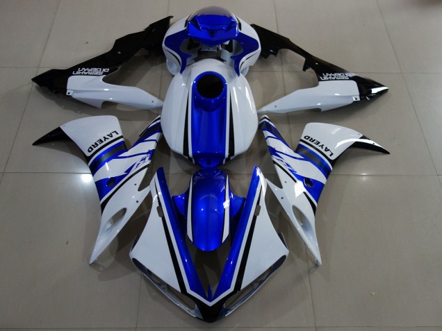Glänzend Weiß & Blau 2004-2006 Yamaha R1 Motorrad Verkleidungen Glänzend Weiß & Blau 2004-2006 Yamaha R1 Motorrad Verkleidungen