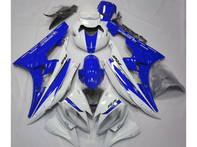 Glänzend Weiß & Blau 2006-2007 Yamaha R6 Motorrad Verkleidungen Glänzend Weiß & Blau 2006-2007 Yamaha R6 Motorrad Verkleidungen