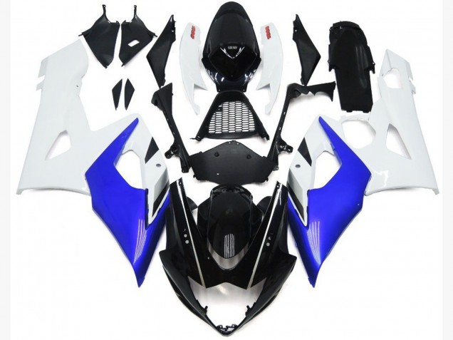 Glänzend Blau & Glänzend Weiß 2005-2006 Suzuki GSXR 1000 Motorrad Verkleidungen Glänzend Blau & Glänzend Weiß 2005-2006 Suzuki GSXR 1000 Motorrad Verkleidungen