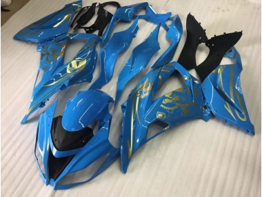 Glänzend Blau Mit Gold 2016-2019 Kawasaki ZX10R Motorrad Verkleidungen