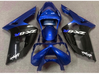 Glänzend Blau & Schwarz 2003-2004 Kawasaki ZX6R Motorrad Verkleidungen