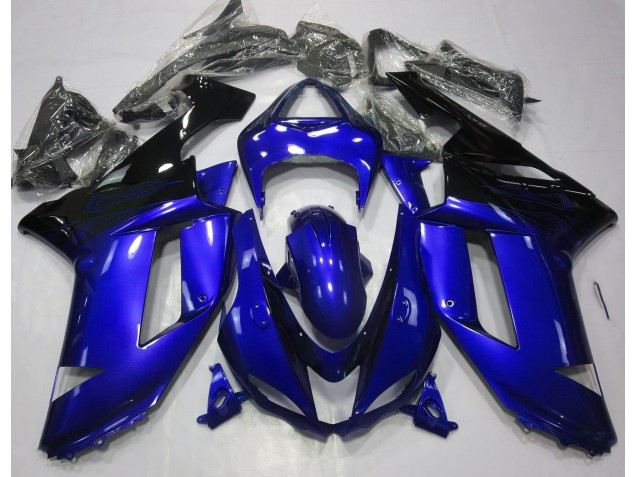 Glänzend Blau & Schwarz 2007-2008 Kawasaki ZX6R Motorrad Verkleidungen Glänzend Blau & Schwarz 2007-2008 Kawasaki ZX6R Motorrad Verkleidungen