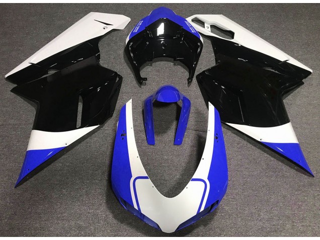 Glänzend Blau Weiß & Schwarz 2007-2014 Ducati 848 1098 1198 Motorrad Verkleidungen Glänzend Blau Weiß & Schwarz 2007-2014 Ducati 848 1098 1198 Motorrad Verkleidungen