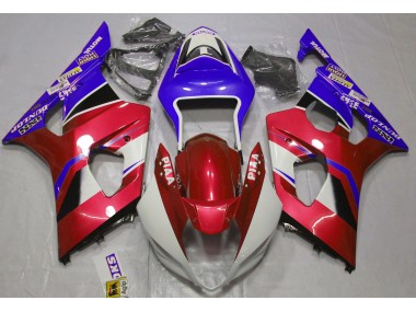 Glänzend Candy Red & Blau 2003-2004 Suzuki GSXR 1000 Motorrad Verkleidungen