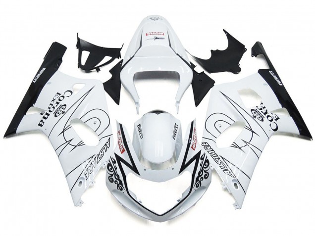 Glänzend Weiß Corona & Schwarz 2001-2003 Suzuki GSXR 600-750 Motorrad Verkleidungen Glänzend Weiß Corona & Schwarz 2001-2003 Suzuki GSXR 600-750 Motorrad Verkleidungen
