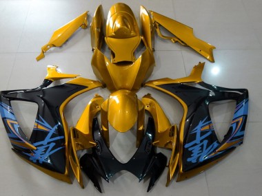 Glänzend Gold & Schwarz 2006-2007 Suzuki GSXR 600-750 Motorrad Verkleidungen