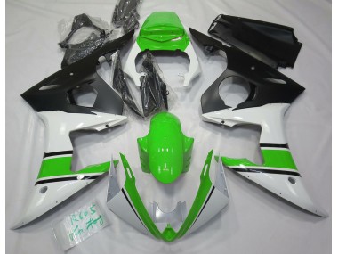 Glänzend Weiß & Grün 2003-2004 Yamaha R6 Motorrad Verkleidungen