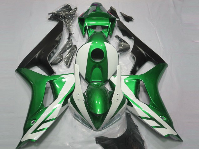 Glänzend Weiß & Grün 2006-2007 Honda CBR1000RR Motorrad Verkleidungen Glänzend Weiß & Grün 2006-2007 Honda CBR1000RR Motorrad Verkleidungen