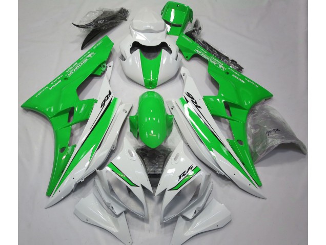 Glänzend Weiß & Grün 2006-2007 Yamaha R6 Motorrad Verkleidungen Glänzend Weiß & Grün 2006-2007 Yamaha R6 Motorrad Verkleidungen
