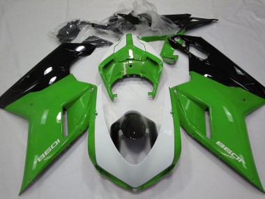Glänzend Grün & Weiß 2007-2014 Ducati 848 1098 1198 Motorrad Verkleidungen